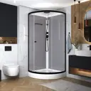 Душевая кабина Domani-Spa Simple 110 100x100x218 см низкий поддон, серые стенки, прозрачное стекло, графит профиль, Black accents