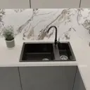 Мойка для кухни врезная KONSENSA 50x76 см глубина чаши 20 см кварц цвет черный