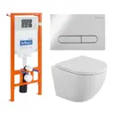 Комплект инсталляция с унитазом Belbagno UNO BB3105CHR Chrome с клавишей смыва цвет белый