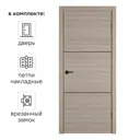Дверь межкомнатная глухая Канзас 2 ВФД 80x200 см ПВХ цвет дуб европейский красный с замком и петлями