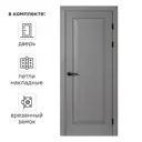 Дверь межкомнатная глухая Альпика 70x200 см полипропилен цвет графит вуд с замком и петлями
