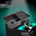 Мойка для кухни нержавеющая врезная с крылом 78x51 Wisent графит WS37851B-L/WGER010