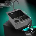 Мойка для кухни нержавеющая врезная 40x50 Wisent графит со смесителем WWS34050B/W4998-3-U/WGER010