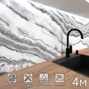 Стеновая панель глянцевая Фартукофф ФФ-522 400x60x0.1 см ПВХ цвет серый/бело-черный