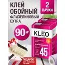 Набор клей обойный 2 пачки для флизелиновых обоев Kleo Extra 90 кв.м. и кисть-макловица