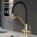 Смеситель для кухни Esko line EL_K102Gbs гибкий излив 23.7 см цвет черный, золотой