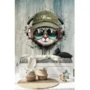 Фотообои флизелиновые Dekor vinil Кот в очках и наушниках 200x270 см 9228dv