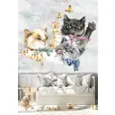 Фотообои флизелиновые Dekor vinil Три котенка с бабочками 200x270 см 9229dv