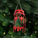 Украшение декоративное подвесное KREAFORTA Санки 13 см красный