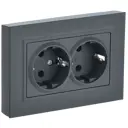 Розетка двойная встраиваемая Iek Brite BR-R24-16-K53-F с заземлением цвет графит