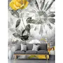 Фотообои флизелиновые Dekor vinil 200x260 см Желтые цветы на сером фоне