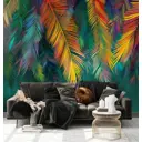 Фотообои флизелиновые Dekor vinil 300x260 см Разноцветные листья пальмы на зеленом фоне