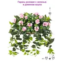 Искусственное растение Герань с зеленью Фитопарк в кашпо 80 см