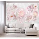Фотообои флизелиновые Dekor vinil 300x260 см Розовые пионы на серой кирпичной стене