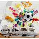 Фотообои флизелиновые Dekor vinil 300x270 см Футбольный мяч на кирпичной стене с граффити