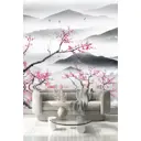 Фотообои флизелиновые Dekor vinil 200x260 см Сакура на фоне гор