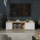 Тумба под телевизор Трия 251878 171x45x37 см ЛДСП цвет белый матовый/дуб крафт золотой