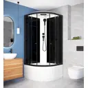Душевая кабина Domani-Spa Delight Slim 99 high 90x90x218 см 1/4 круга высокий поддон, черные стенки, прозрачное стекло, черный профиль