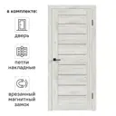 Дверь межкомнатная остекленная с замком и петлями в комплекте Тиволи 70x200 см ПВХ цвет рустик серый