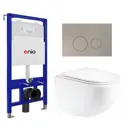 Комплект инсталляция и унитаз 3 в 1 инсталляция Enio Tecnico EN8050052 унитаз подвесной Unico Tornado EN2105073 и кнопка матовая сталь Rotondo