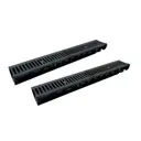 Лоток водосточный Gidrolica Standart с чугунной решеткой 1000x146x80мм черный 2шт