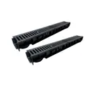 Лоток водосточный Gidrolica Standart с чугунной решеткой 1000x146x100мм черный 2шт