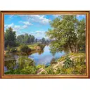 Картина на холсте Русская коллекция Пейзаж с рекой БС-x5, 68x88 см