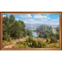 Картина на холсте Русская коллекция Пейзаж с рекой БС-x54, 68x108 см