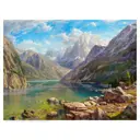 Постер Русская коллекция "Озеро в горах" 64x84 см