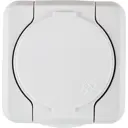 Розетка накладная First с заземлением с крышкой цвет белый