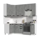 Кухонный гарнитур Стендмебель Пасаденна угловой высокий со столешницей 26 мм 170x237x120 см ЛДСП цвет белый/ателье светлое