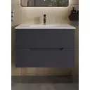 Тумба с раковиной Topline FLIPTU70G-3700W подвесная цвет графит матовый