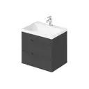 Тумба под раковину подвесная Итана Alexa 60см цвет серый, с раковиной