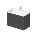 Тумба под раковину подвесная Итана 4657784353622 80см цвет графит, с раковиной