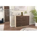 Комод Furnistyle Лайф лкм-03 3 ящика 115x40x90 см ЛДСП цвет дуб сонома/дуб коричневый табак