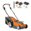 Газонокосилка аккумуляторная бесщёточная Daewoo Dlm 4042li set 21 В 40 см 2x5 Ач АКБ и ЗУ в комплекте