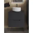 Тумба с раковиной Topline FLIPTUS60G-7345W подвесная 60 см цвет графит/белый