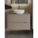 Тумба с раковиной подвесная Topline FLIPTUS80L-7420W 80 см цвет латте/белый