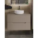 Тумба с раковиной подвесная Topline FLIPTUS80L-9360W 80 см цвет латте/белый