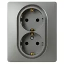 Розетка двойная с заземлением - Lexman Lilian - без шторок в сборе 16А 250В винтовые зажимы - титан