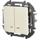 Выключатель двухклавишный с подсветкой/индикацией - Lexman Lilian - 10А 250В безвинтовые зажимы - слоновая кость
