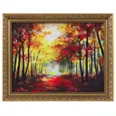 Картина в раме 30x40 см «Осенний красный лес»