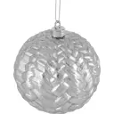 Шар ёлочный, 9.8 см, пластик, цвет серебро