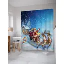 Штора для ванной JoyArty Санта везет подарки из ткани, 180x200 см с крючками