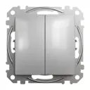 Переключатель проходной Systeme Electric Sedna 2 клавиши, цвет алюминий