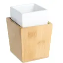 Стакан для зубных щёток Fixsen Wood FX-110-3 керамика/бамбук цвет белый