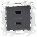Розетка USB встраиваемая Simon 24 цвет графит
