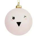 Елочный шар Птичка ø8 см пластик розовый