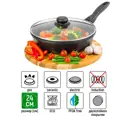 Сковорода глубокая Elan Gallery ГАРМОНИЯ ВКУСА 120303 24см,Черный Оникс с крышкой D24, съёмная ручка
