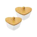 Банка для печенья 640 мл 15.7х14.5х11 см Elan Gallery Сердце Айсберг волны с деревянной крышкой 2 штуки